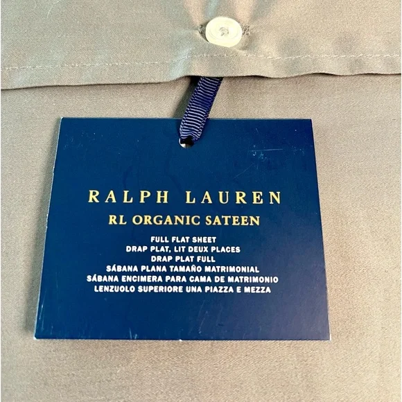 Ralph Lauren Organic Sateen Full Flat + Deep Fitted Sheet Set Graphite Gray NWT - Picture 4 of 7